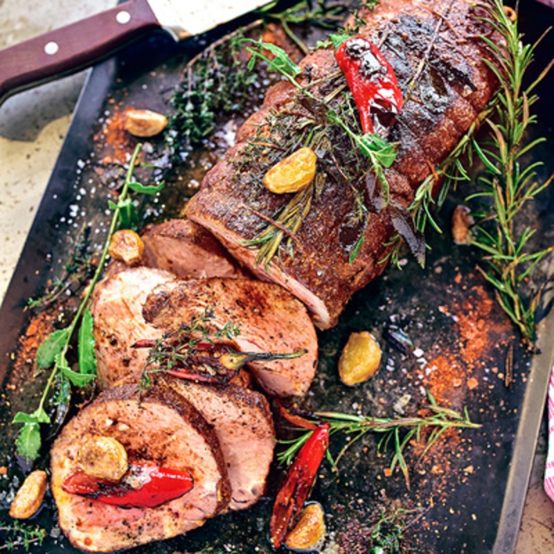 Grillad fläskkarré med bbq- rubb