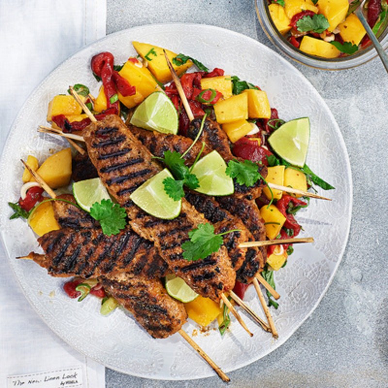 Lammfärsspett med mangosalsa