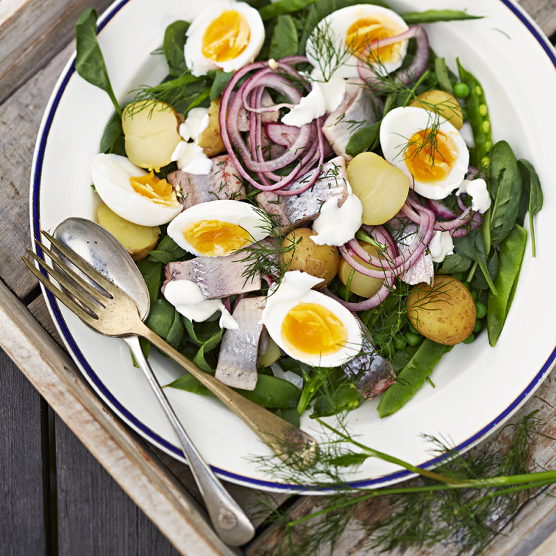 Sillsallad med ägg