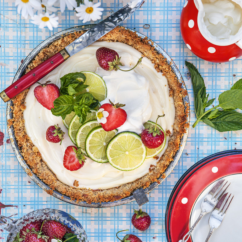 Key lime pie med jordgubbar