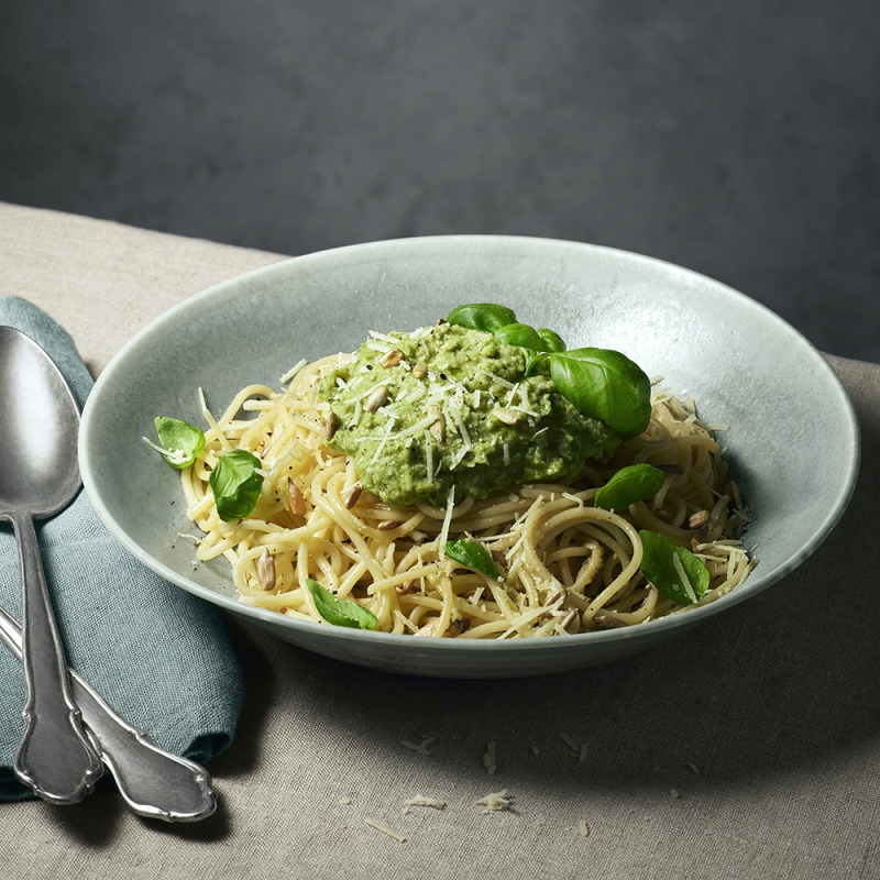 Spaghetti med kronärtspesto