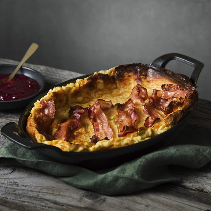 Fläskpannkaka med bacon och morot