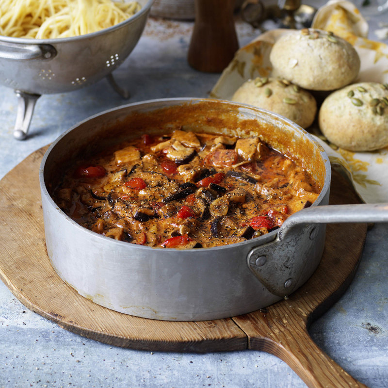 Pepprig auberginepasta