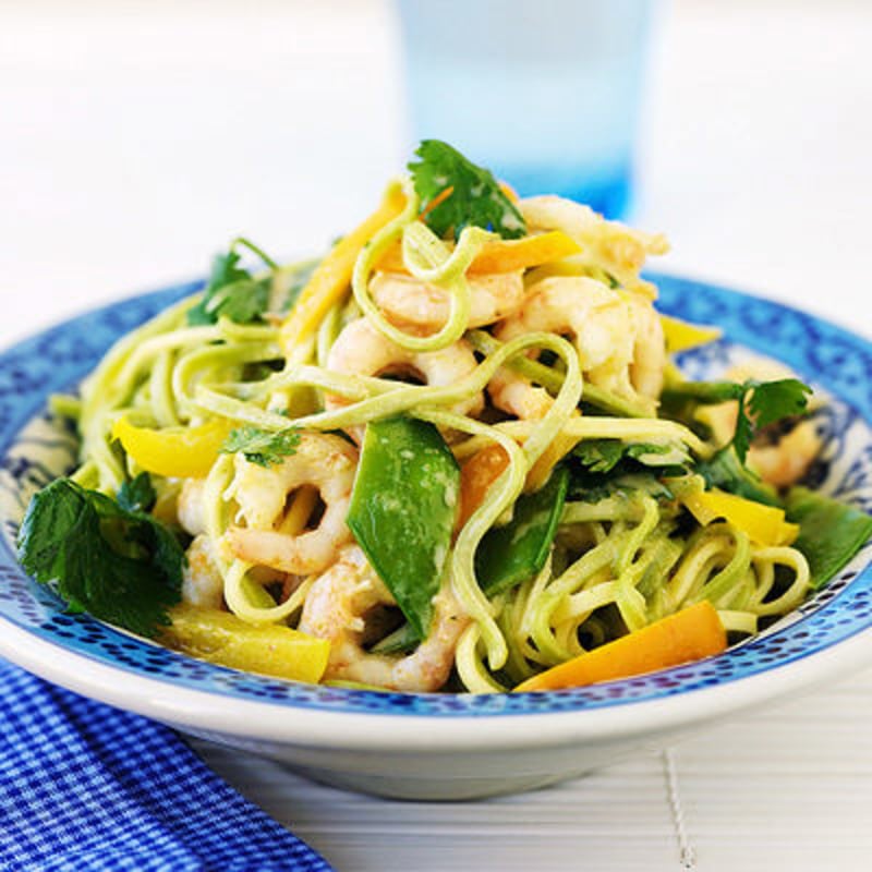 Krämig pasta med curryräkor