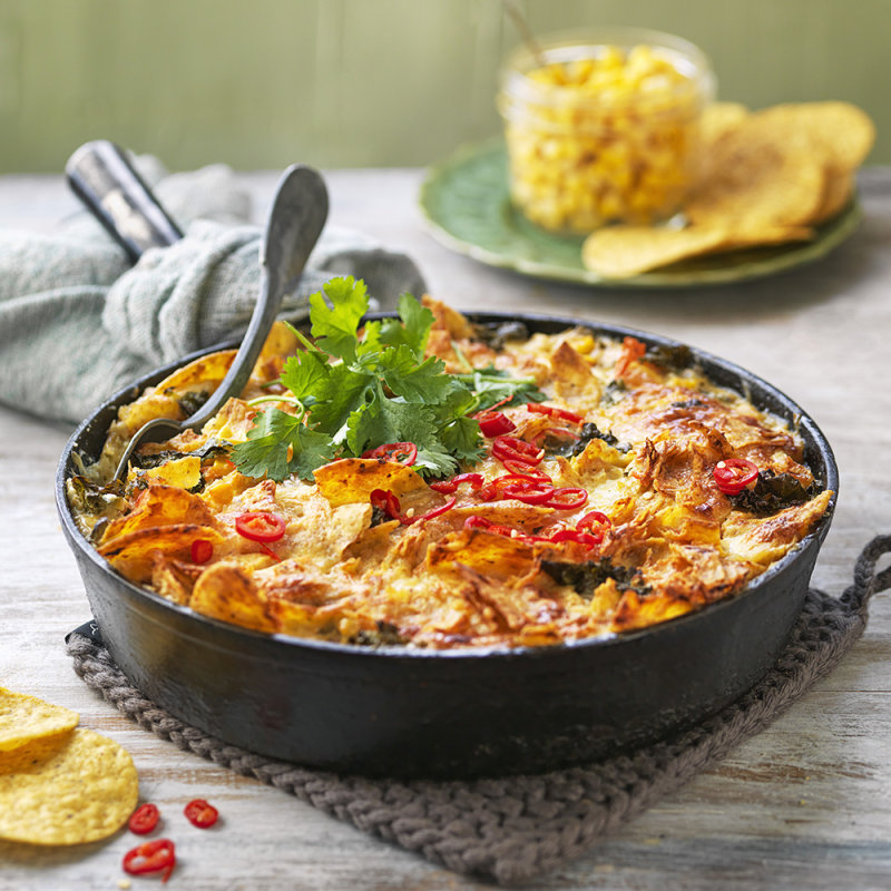 Nachogratäng med grönkål