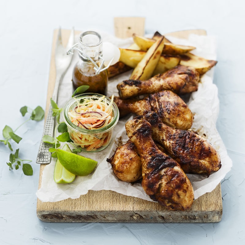 Grillade kycklingben med marinad