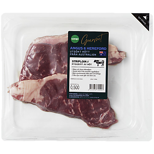 Vy över Ryggbiff 500 gram ungefärlig vikt Coop