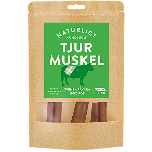 Vy över Tjurmuskel 3-pack 3-p Naturligt Hundtugg