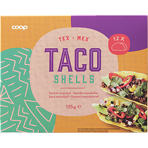 Vy över Taco Shells 12-pack 135 g Coop