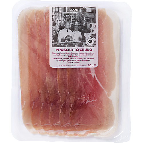 Vy över Prosciutto Crudo 80 G Coop