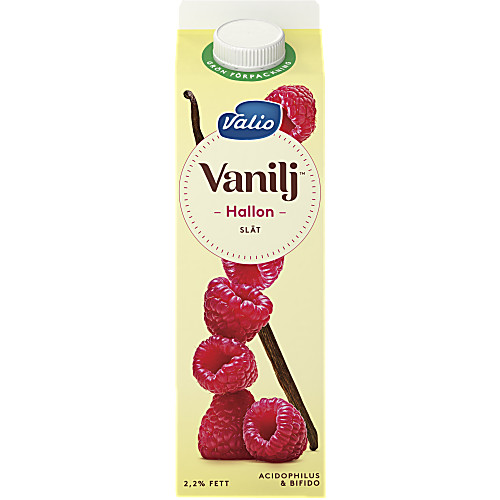 Vy över Yoghurt Vanilj & hallon 2,1% 1000 g VALIO
