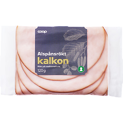 Vy över Kalkon Rökt 120 g Coop