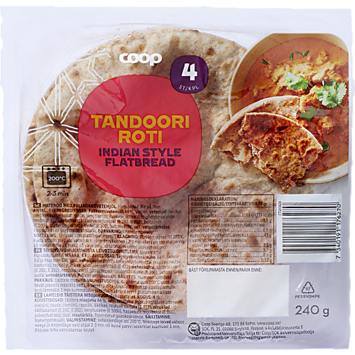 Vy över Tandoori roti 240 G Coop