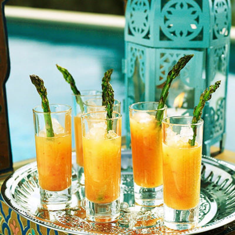 Melonshots med grillad sparris