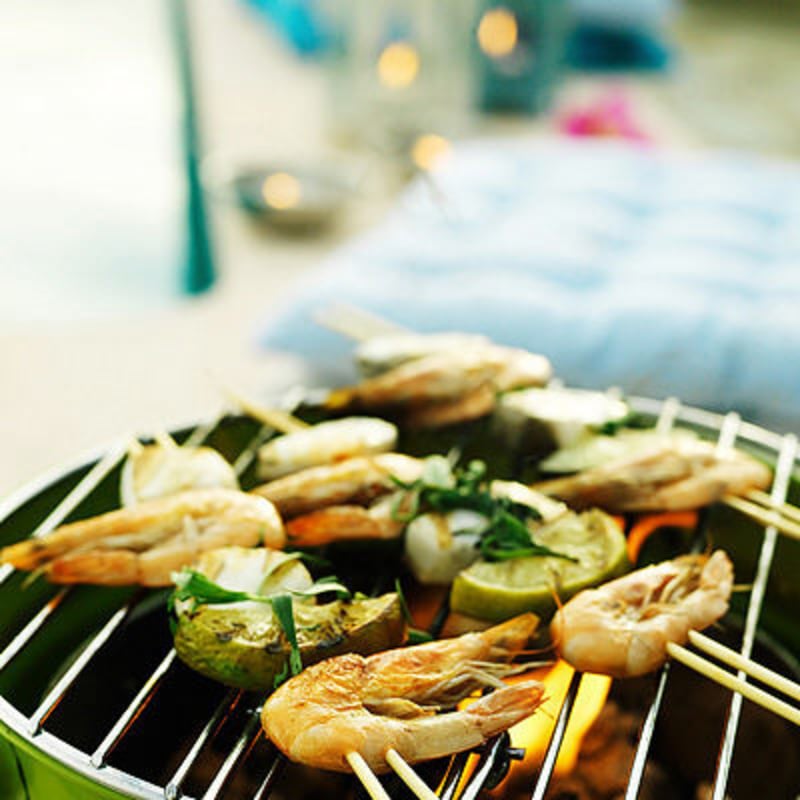 Grillspett med räkor