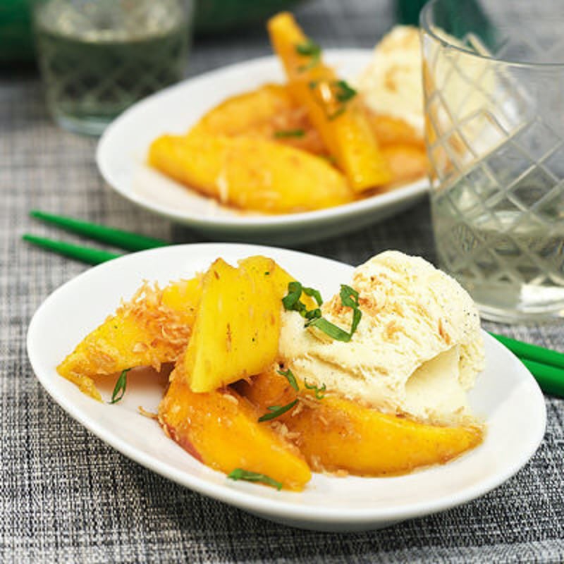 Varm mango med honung och ingefära