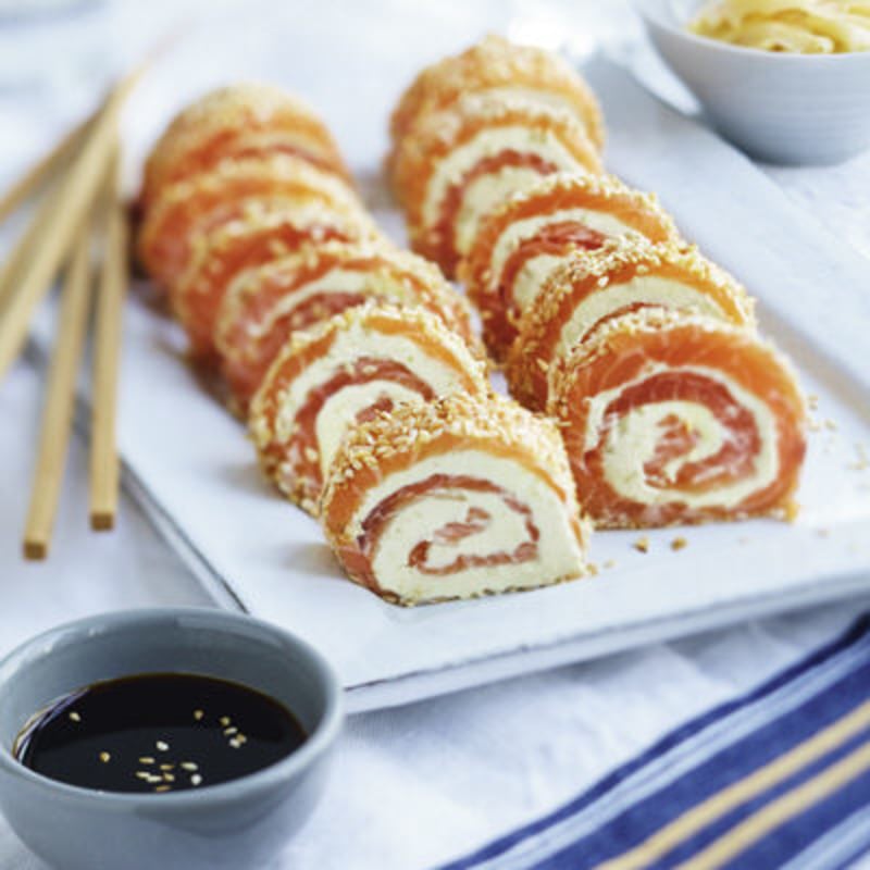 Laxrulle med wasabi och cream cheese