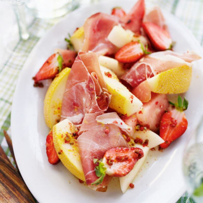 Honungsmelonsallad med parmaskinka