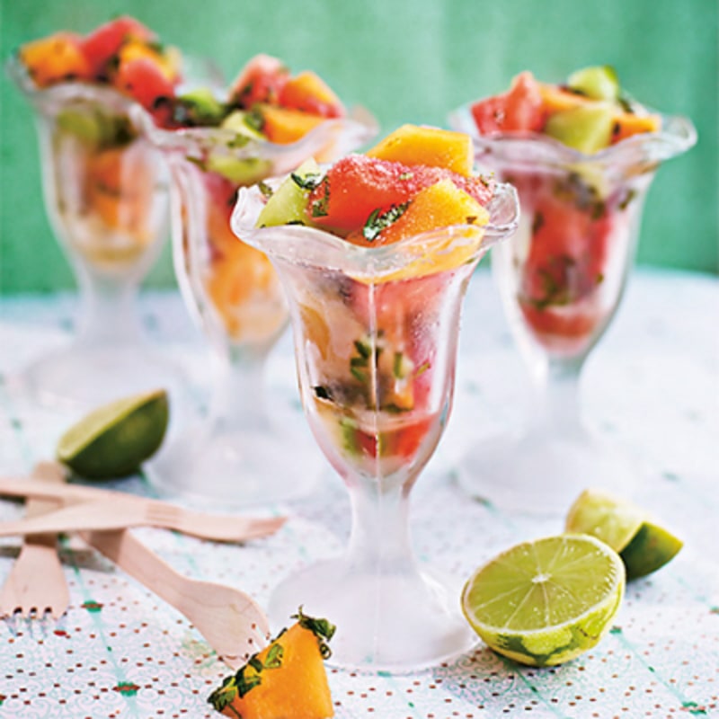 Melonsallad med lime och mynta