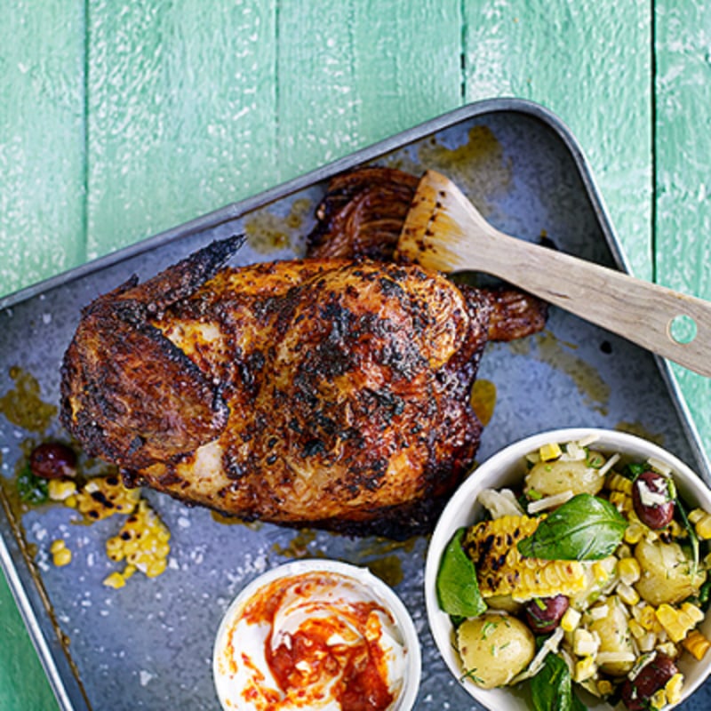 Halv grillad kyckling med potatissallad