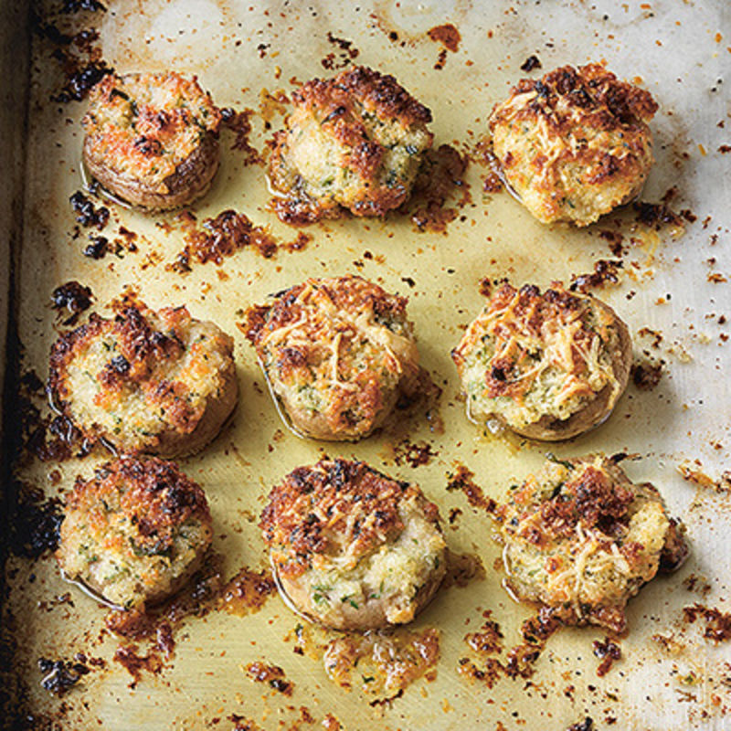 Gratinerade champinjoner med krispigt parmesantäcke