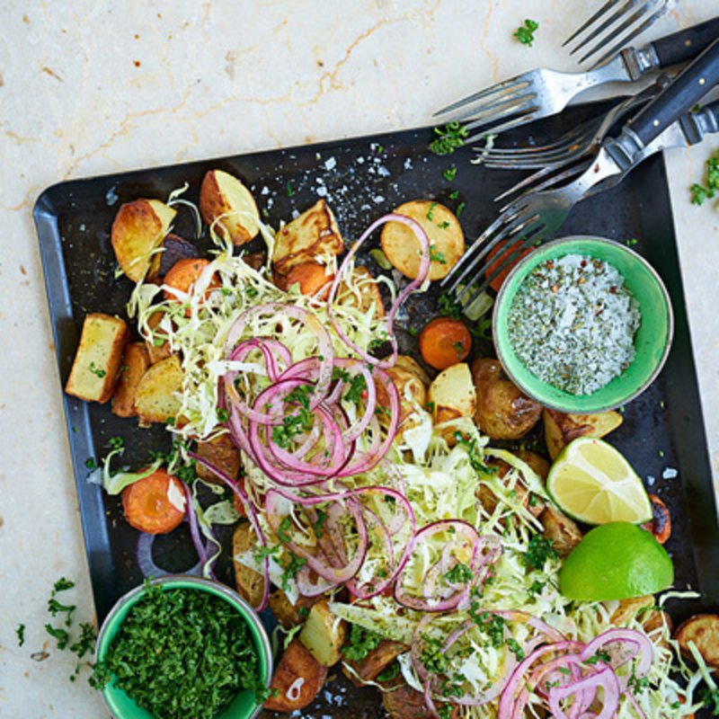 Matig sallad med rostade grönsaker