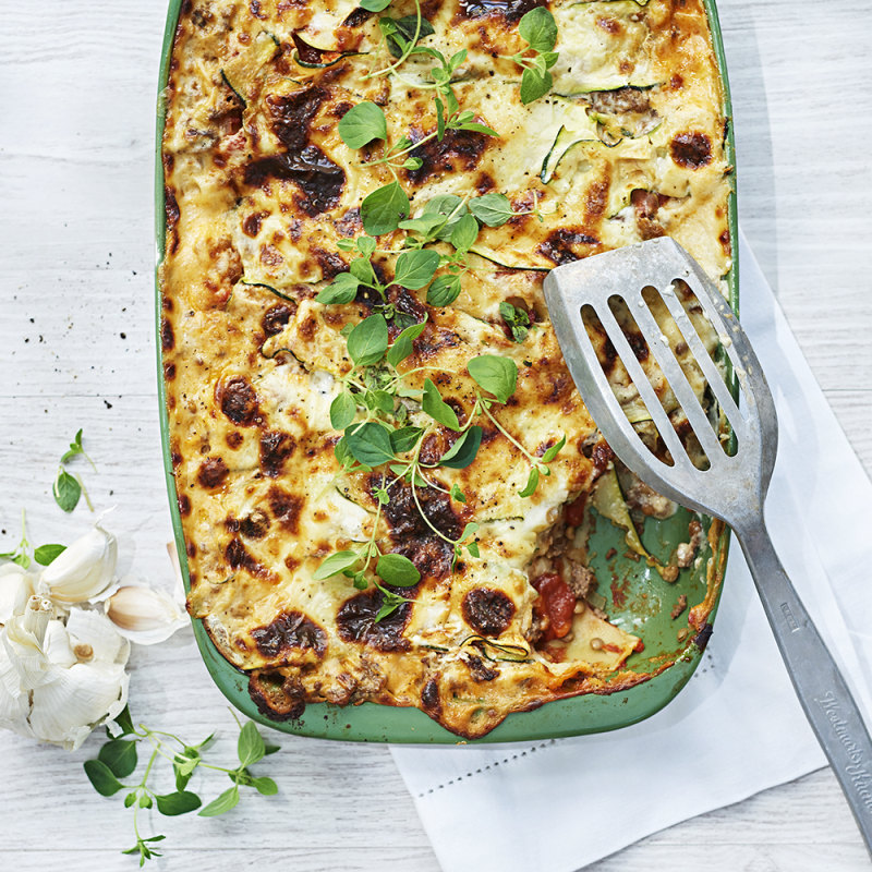 Zucchini- och köttfärslasagne