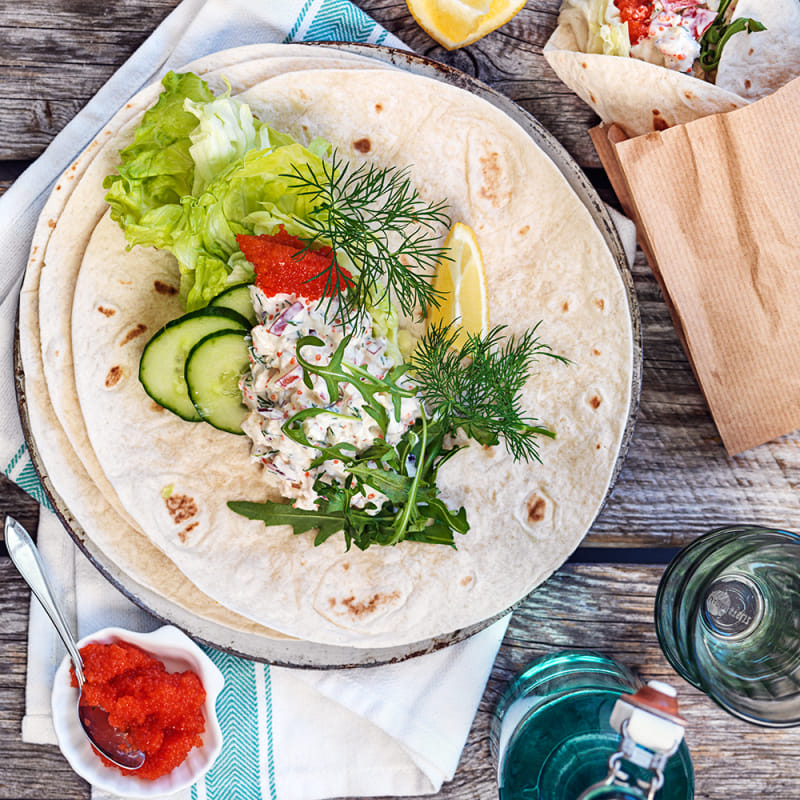 Wrap med vegetarisk skagenröra