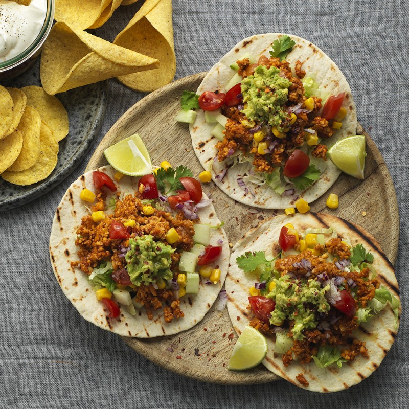 Vegetarisk tacos med cashewfärs