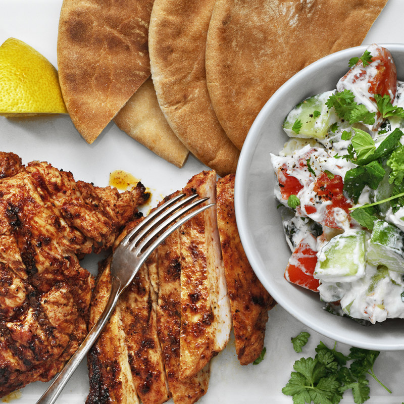 Tandoorikyckling i pitabröd med raita