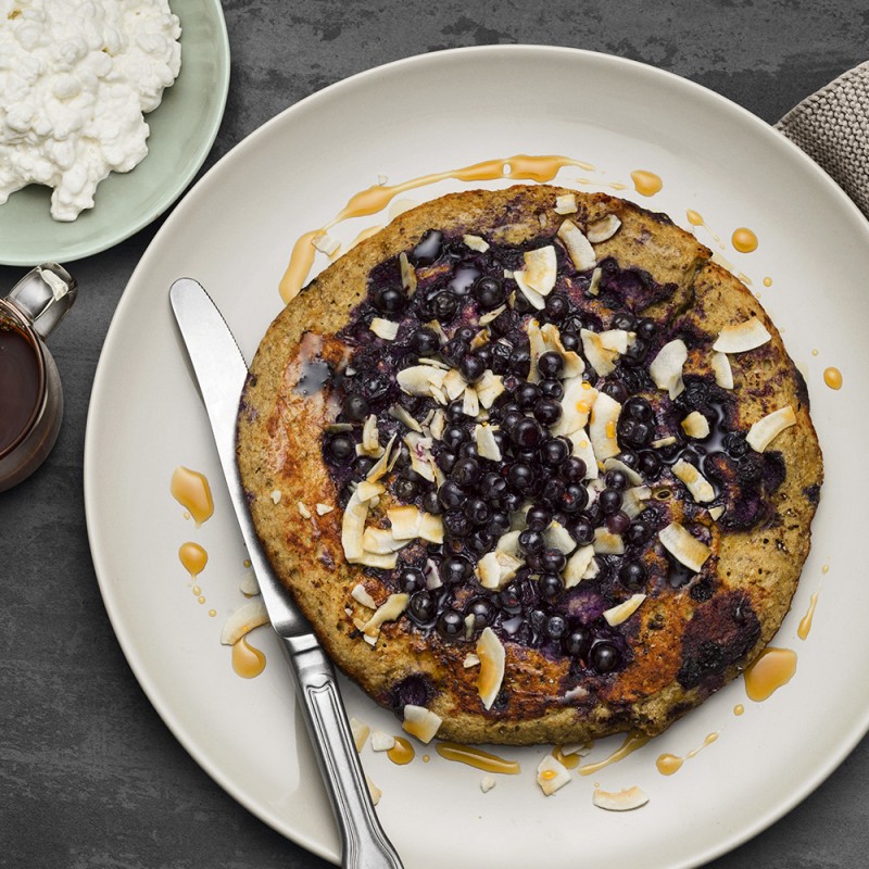 Bananpannkaka med blåbär