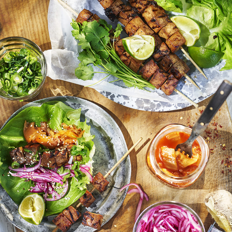 Veganskt grillspett med tofu