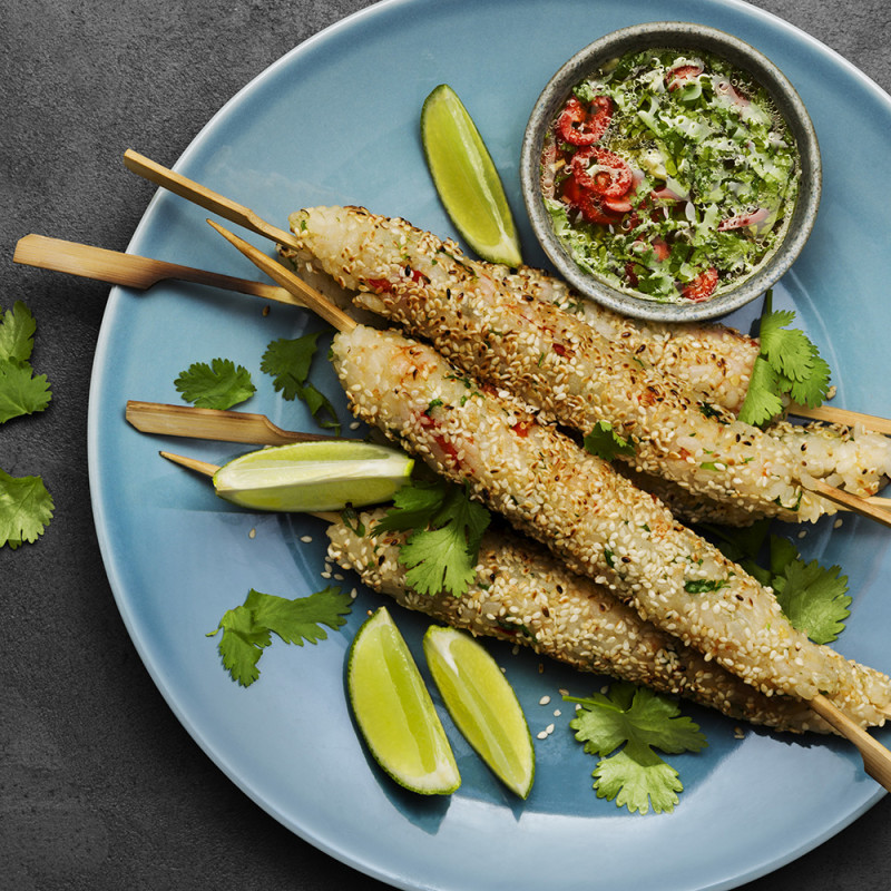 Grillade risspett med dippsås