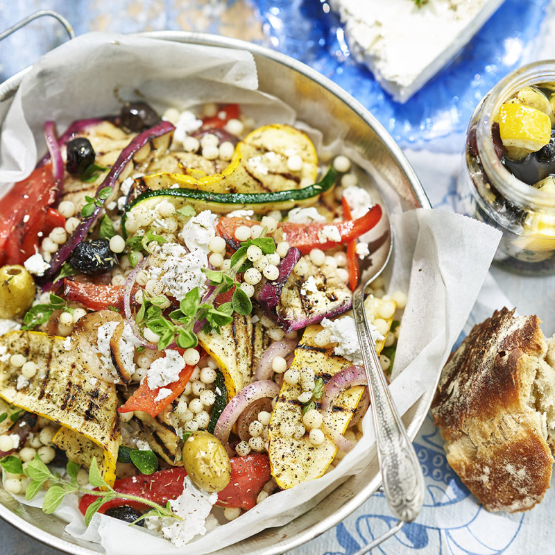 Marockansk couscous med grillade grönsaker