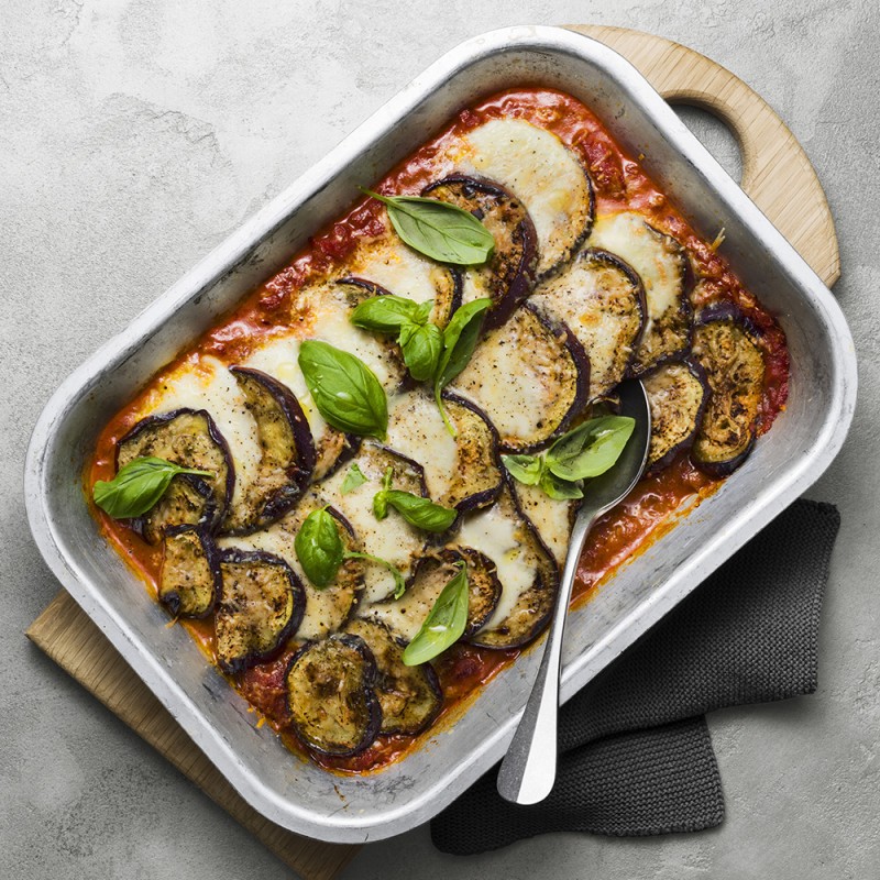 Auberginegratäng med mozzarella