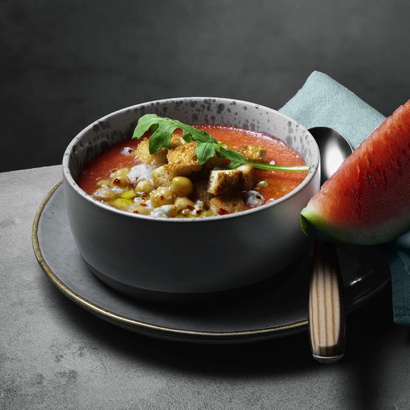 Melongazpacho med topping