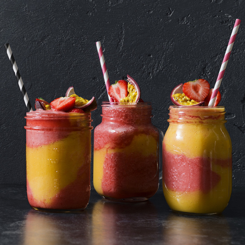 Mango- och jordgubbsslush