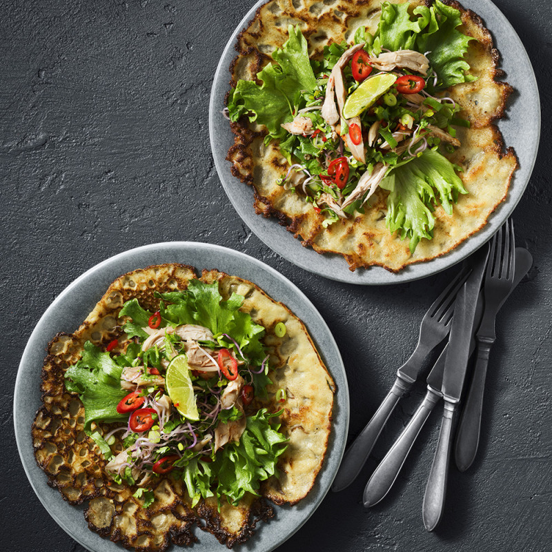 Asiatiska kycklingpannkakor