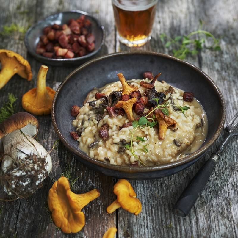 Tryffelrisotto med svamp och fläsk