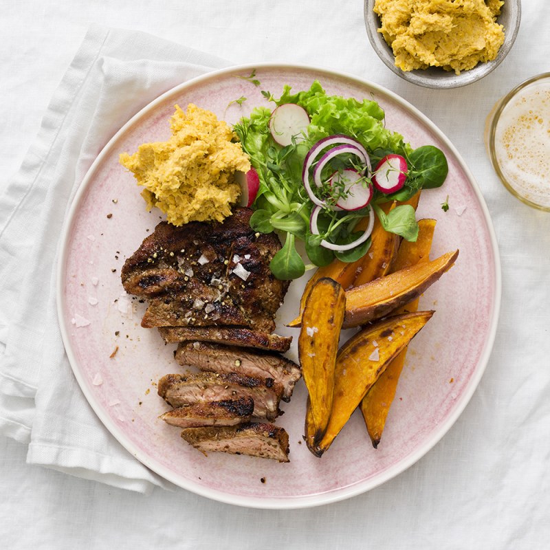 Grillad fläskkarré med majskräm