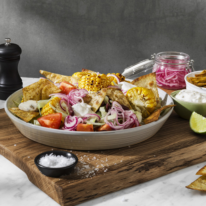 Vegetarisk tacosallad med jalapeñodressing