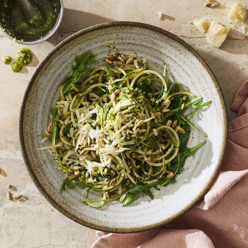 Zucchinipasta med rucolapesto