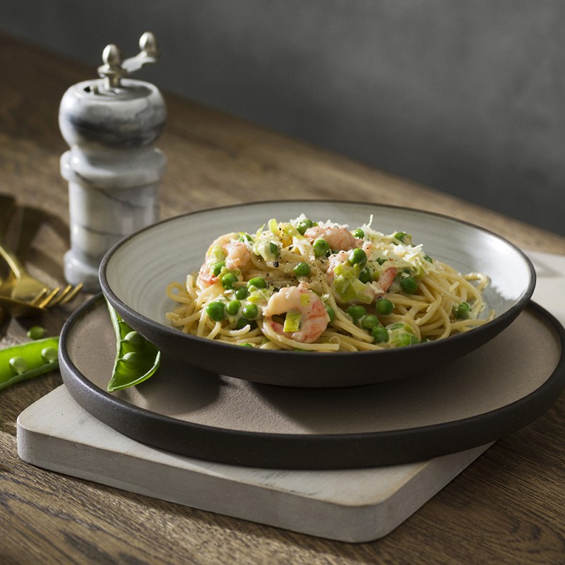 Pasta alfredo med räkor