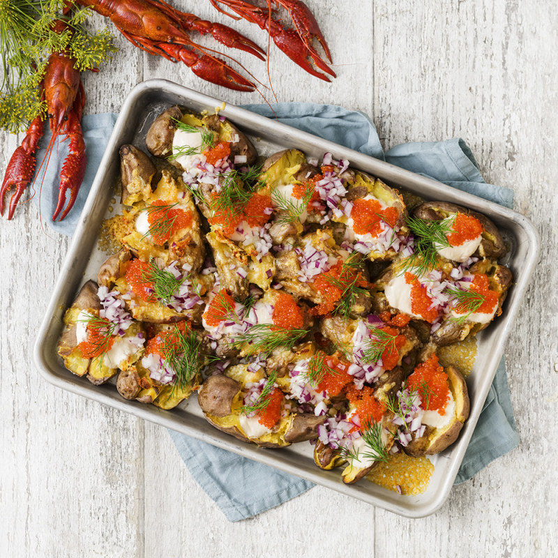 Krossad potatis med Västerbottensost och rom
