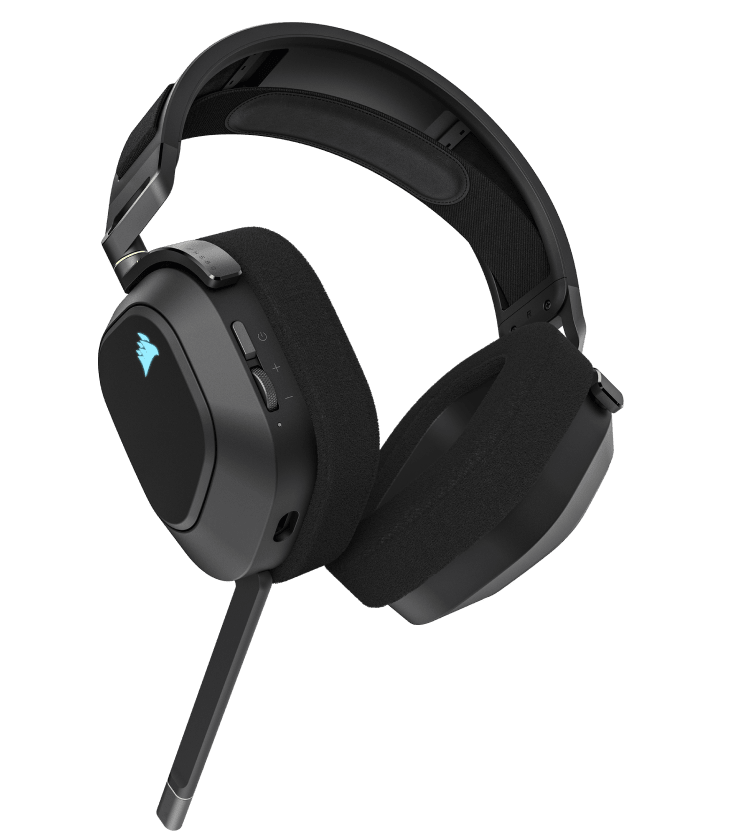 CORSAIR Casque gaming premium HS80 RGB WIRELESS avec audio spatial, bl