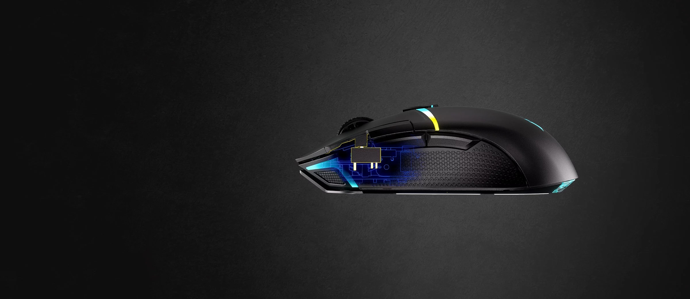 Souris Corsair NIGHTSABRE WIRELESS RGB - Souris - droitiers et gauchers -  optique - 11 boutons - sans fil - Bluetooth, 2.4 GHz - récepteur sans fil  USB