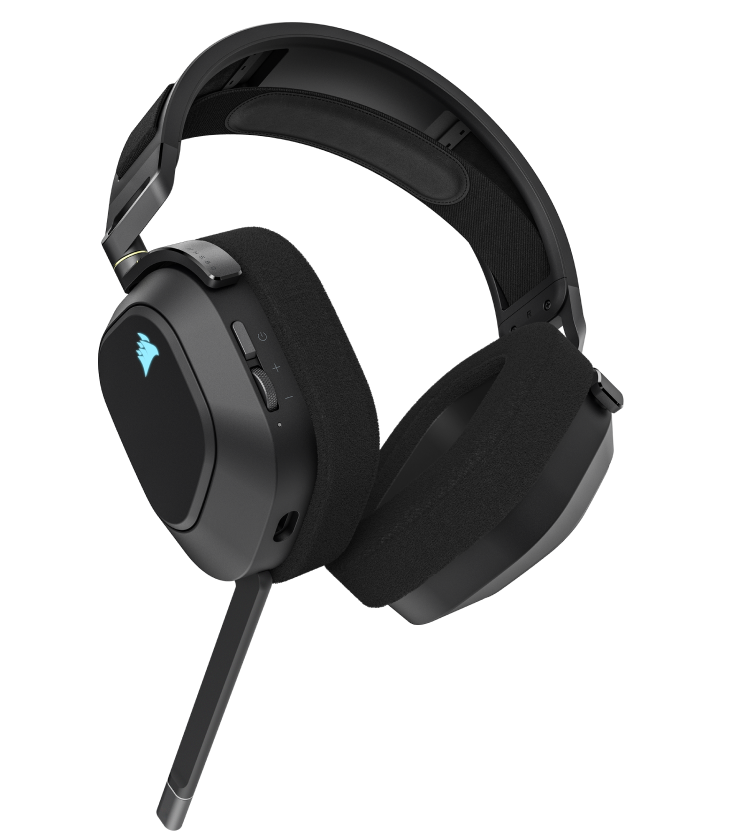 Corsair HS80 RGB Wireless Casque Gaming Premium avec Dolby Atmos Audio  (Faible Latence, Microphone Omnidirectionnel, sans Fil Jusqu'à 18 Mètres,  20