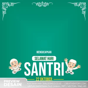 Kartu Ucapan Hari Santri Hijau 2021