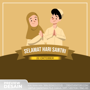 Kartu Ucapan Hari Santri Coklat Elegan