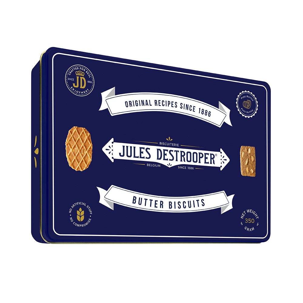 Jules Destrooper Retro tin mix Gaufres au beurre naturel et Pain aux amandes - 350g